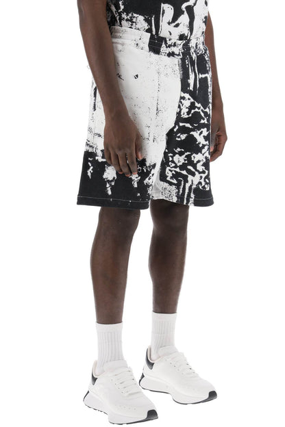 Fold Print Sweat Shorts  - White