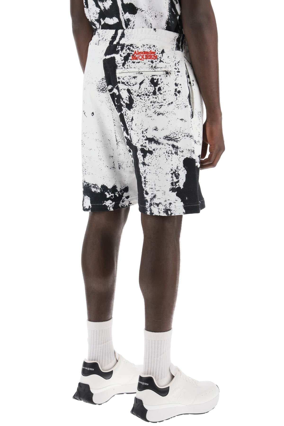 Fold Print Sweat Shorts  - White