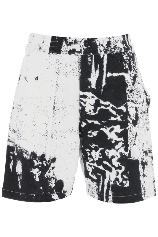 Fold Print Sweat Shorts  - White