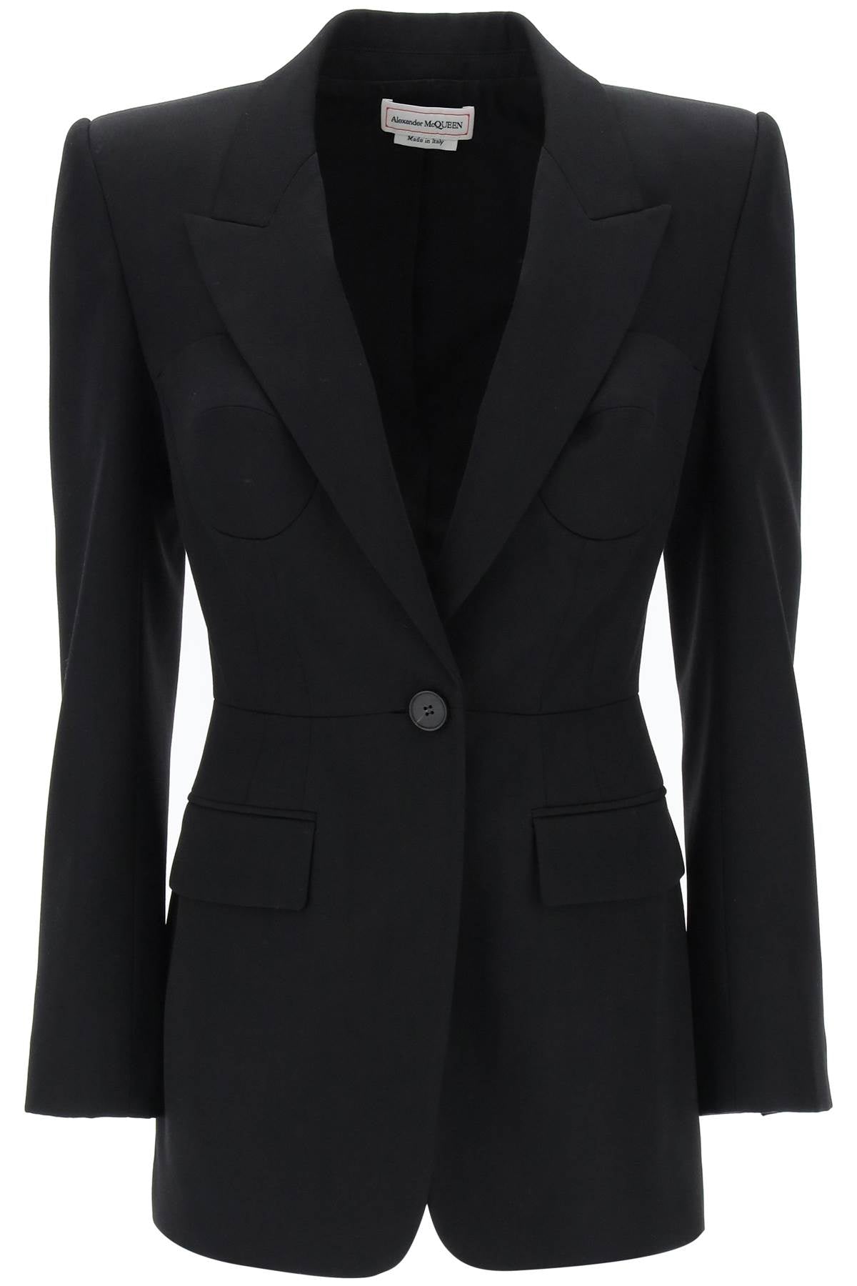 Fitted Jacket With Bustier Details  - Black