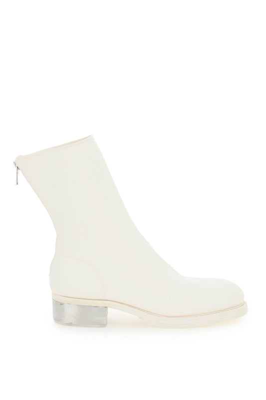 Leather Ankle Boots  - White