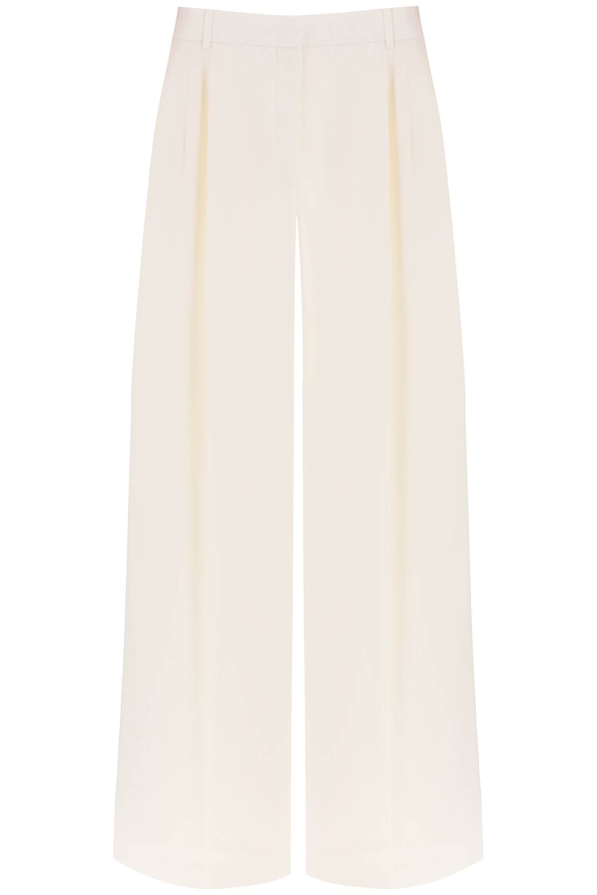 Double Pleated Palazzo Pants With  - White