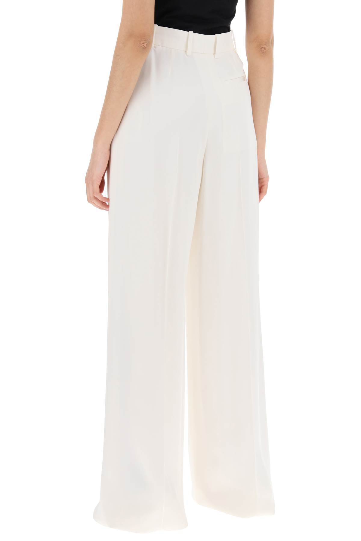 Double Pleated Palazzo Pants With  - White