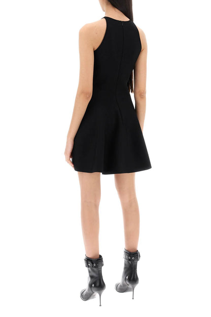 "mini Knitted Skater Dress  - Black