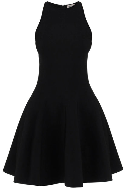 "mini Knitted Skater Dress  - Black