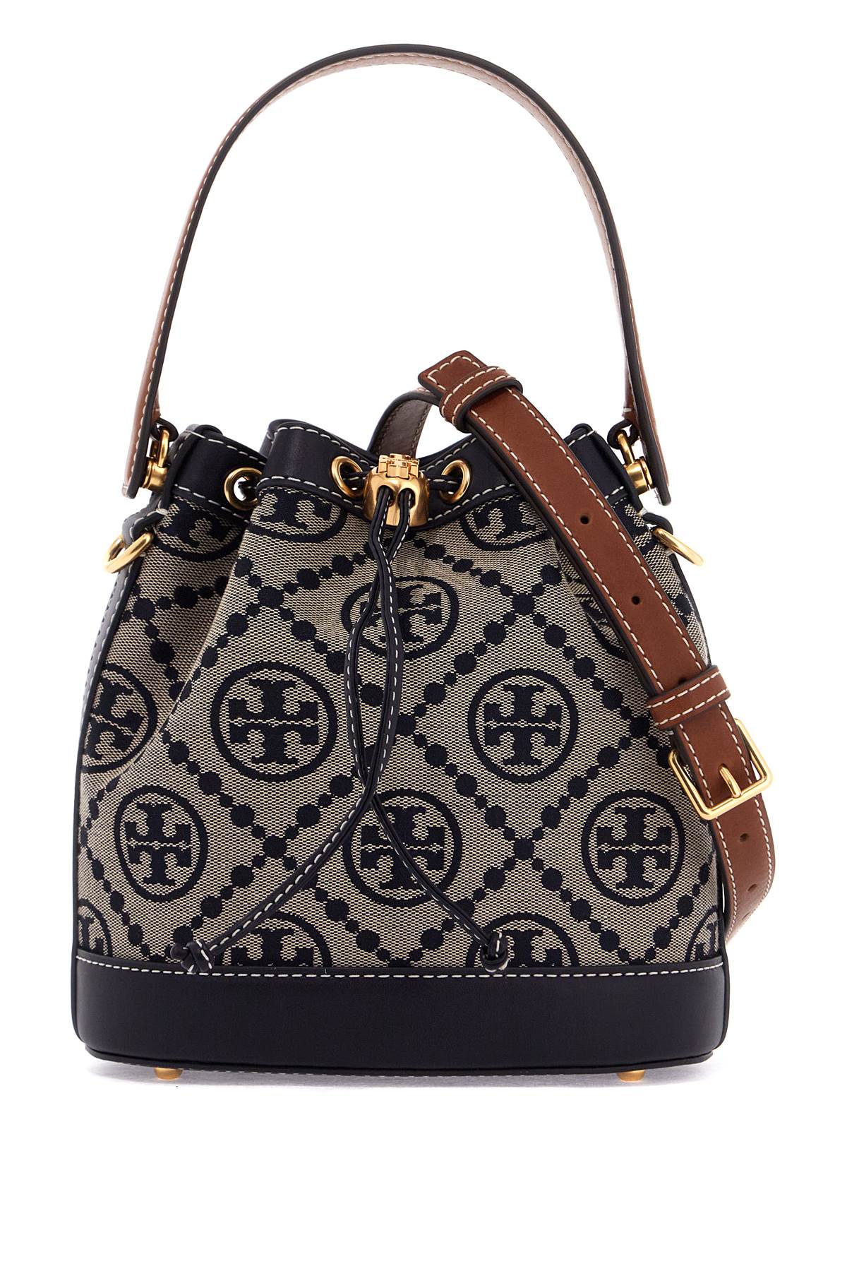 T Monogram Bucket Bag  - Beige