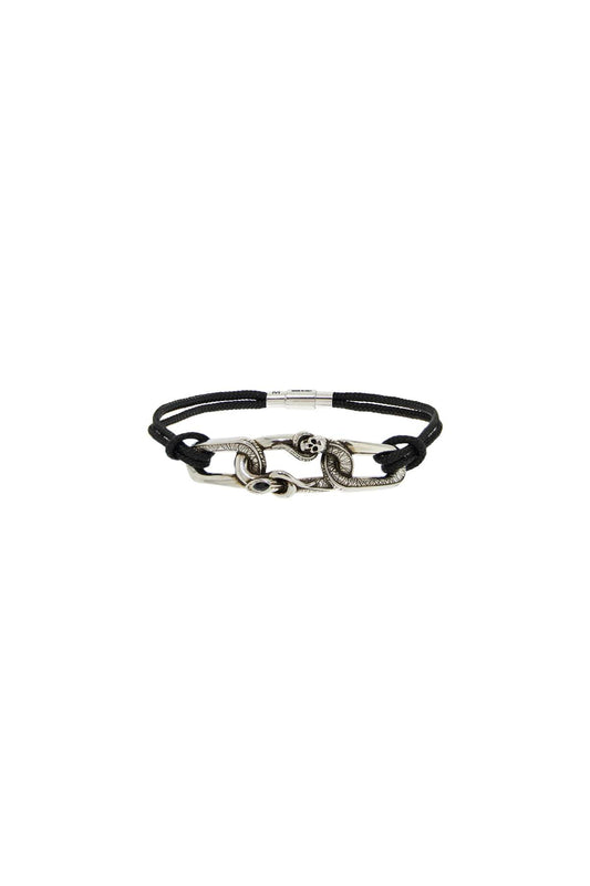 "snake And Skull Bracelet With Intricate  - Black