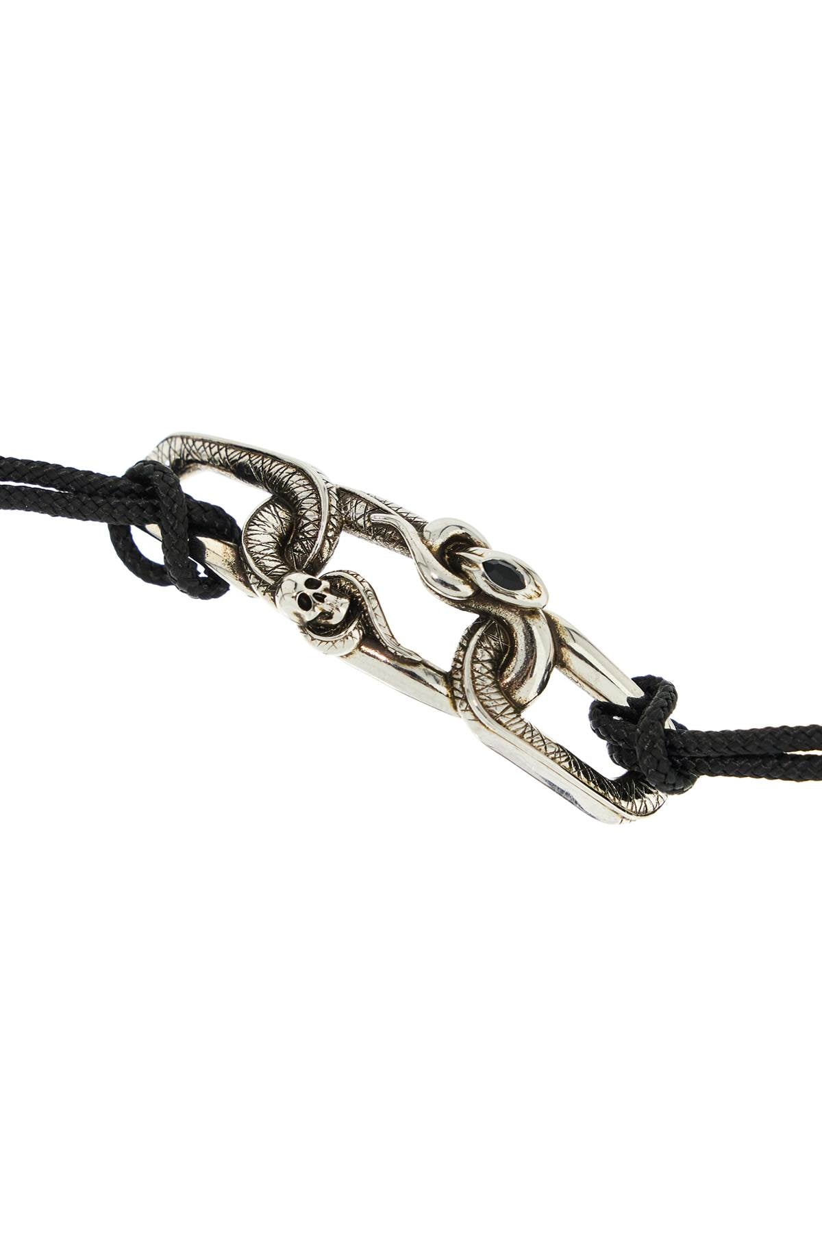 "snake And Skull Bracelet With Intricate  - Black