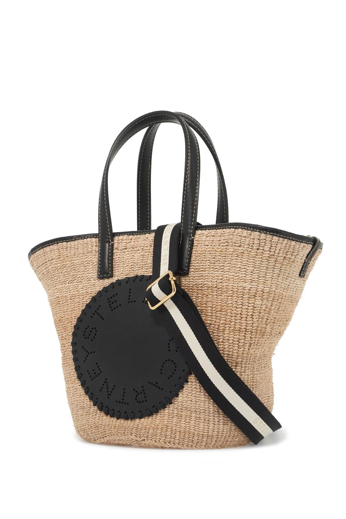 Raffia Shoulder Bag With Logo.  - Beige