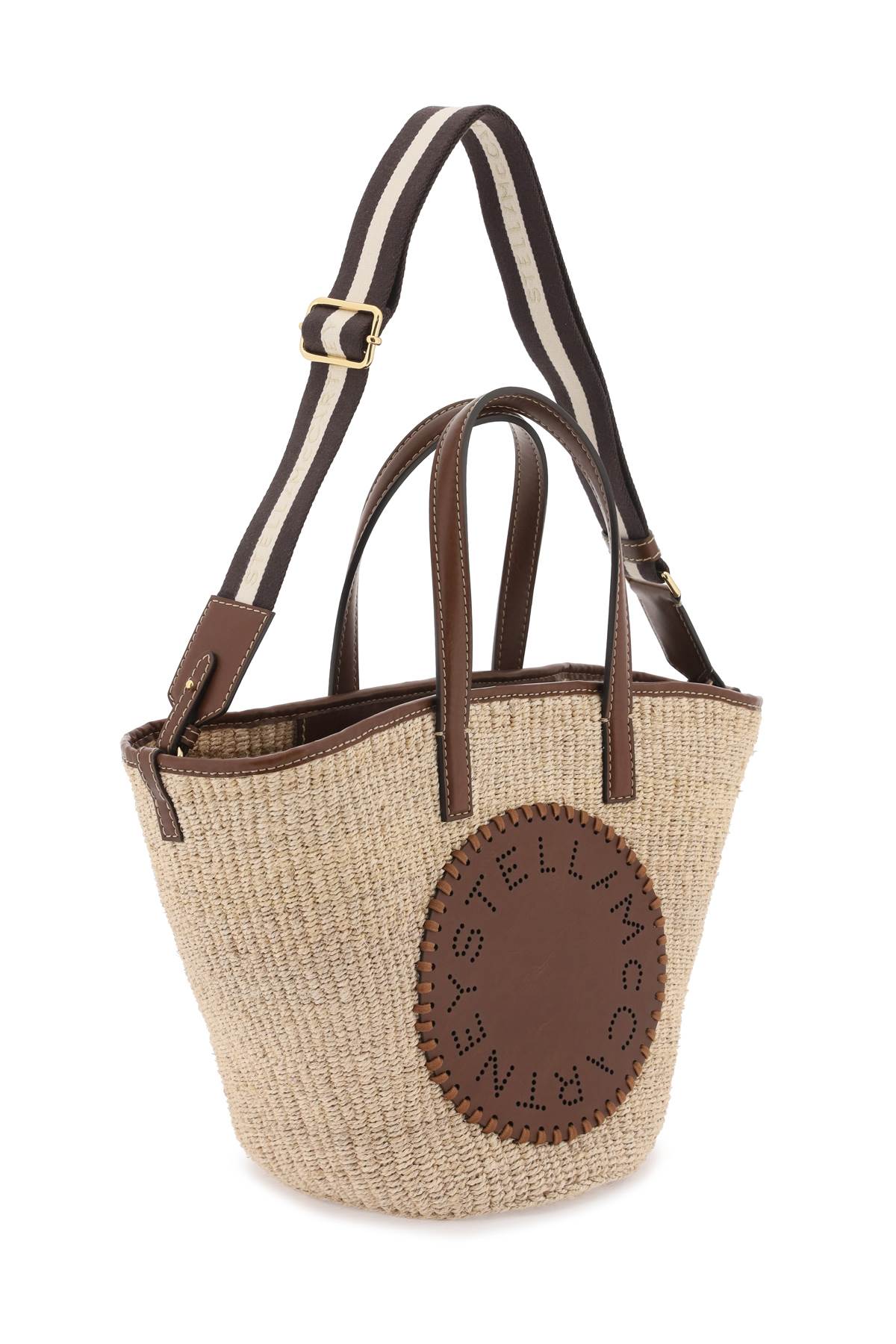 Raffia Shoulder Bag With Logo.  - Beige