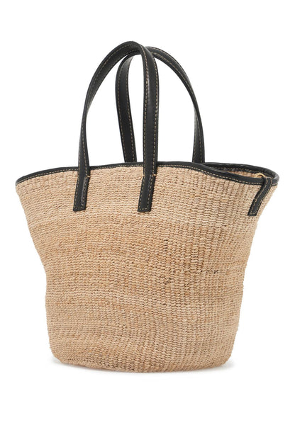 Raffia Shoulder Bag With Logo.  - Beige