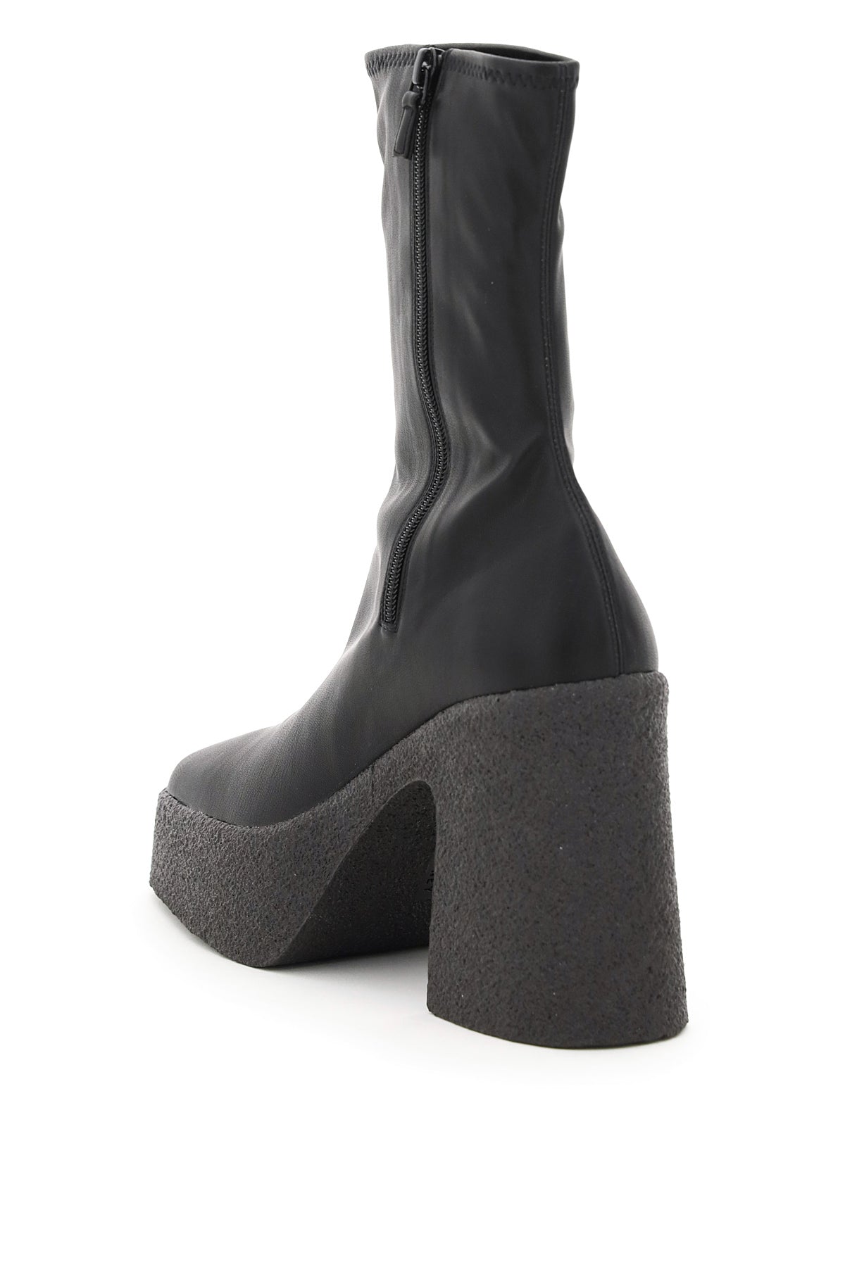 Thick Heel Stretch Boots  - Black