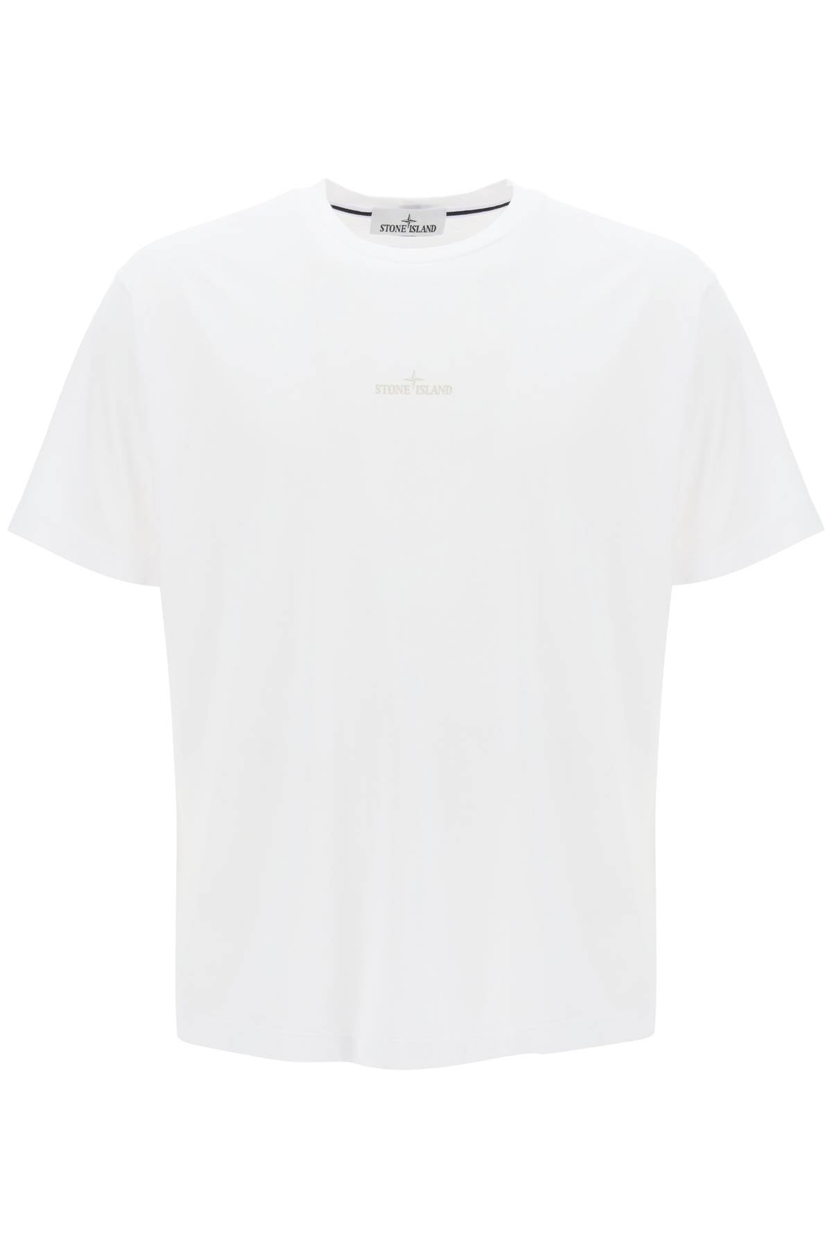 T-shirt With Lived-in Effect Print  - White