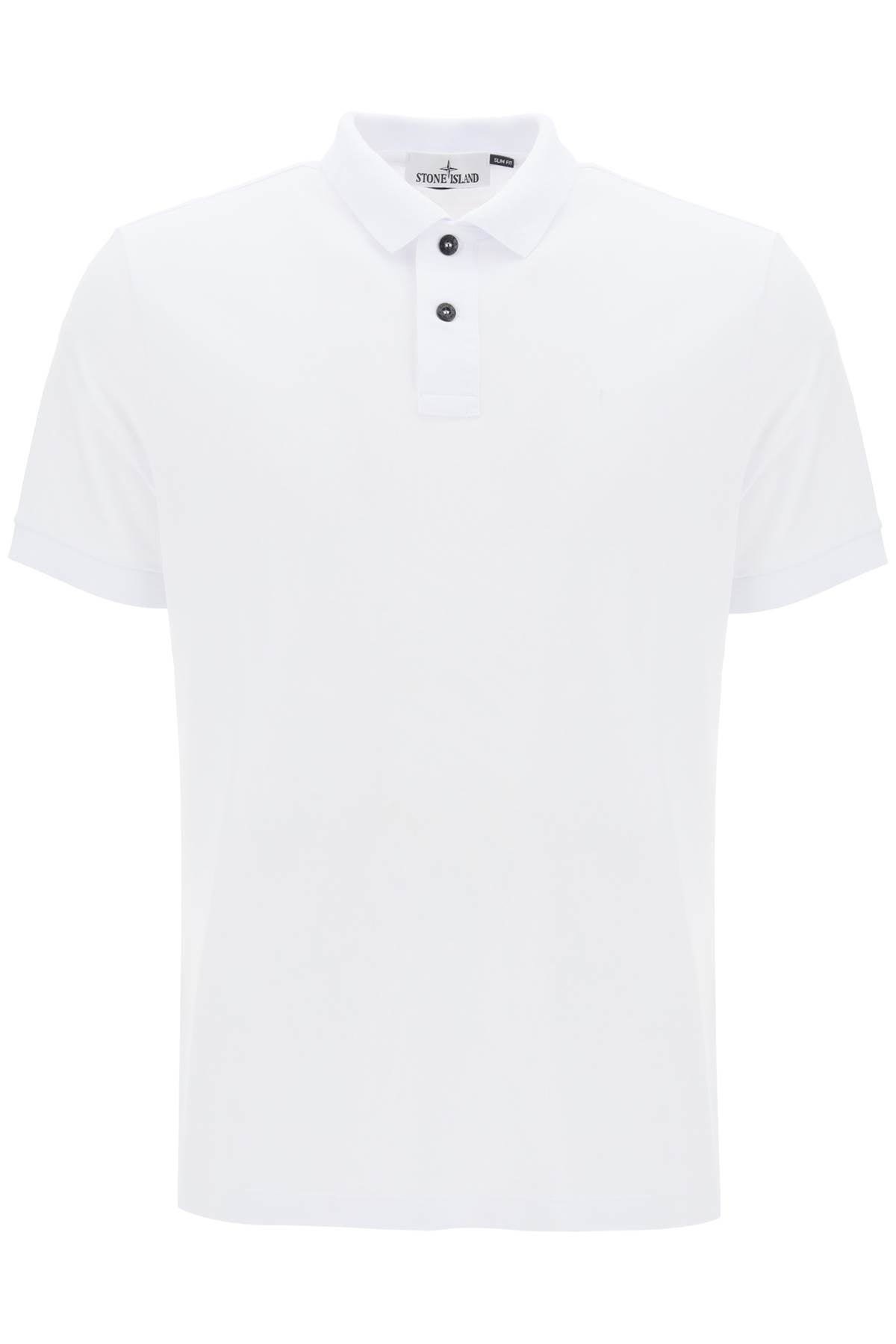 Slim Fit Polo Shirt With Logo Patch  - White