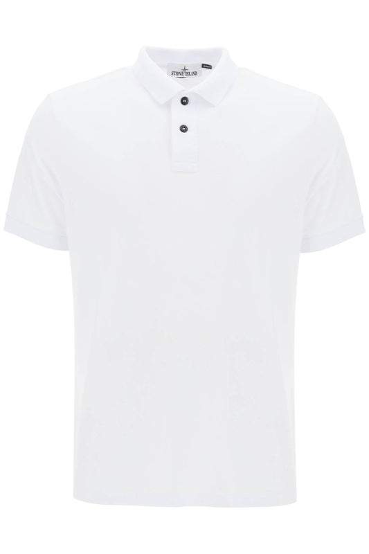 Slim Fit Polo Shirt With Logo Patch  - White