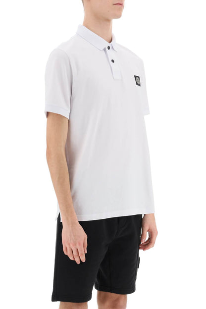 Slim Fit Polo Shirt With Logo Patch  - White