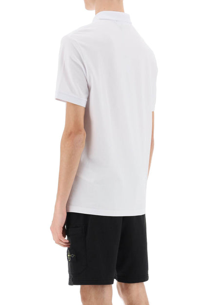 Slim Fit Polo Shirt With Logo Patch  - White