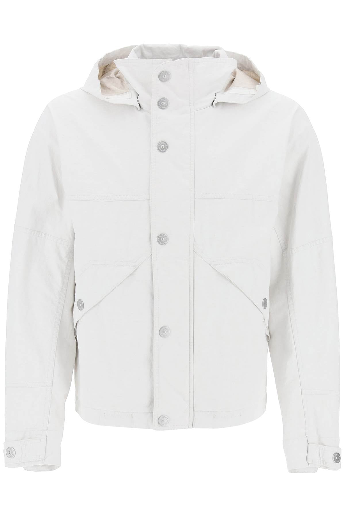 "marina Raw Plated Linen Jacket With  - White