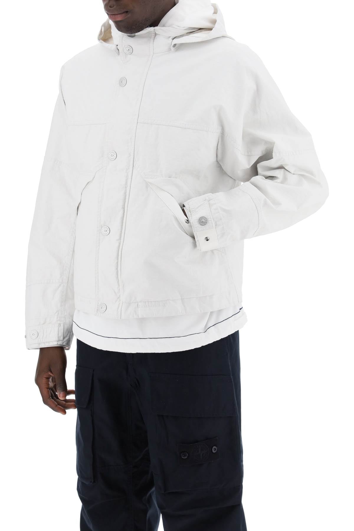 "marina Raw Plated Linen Jacket With  - White