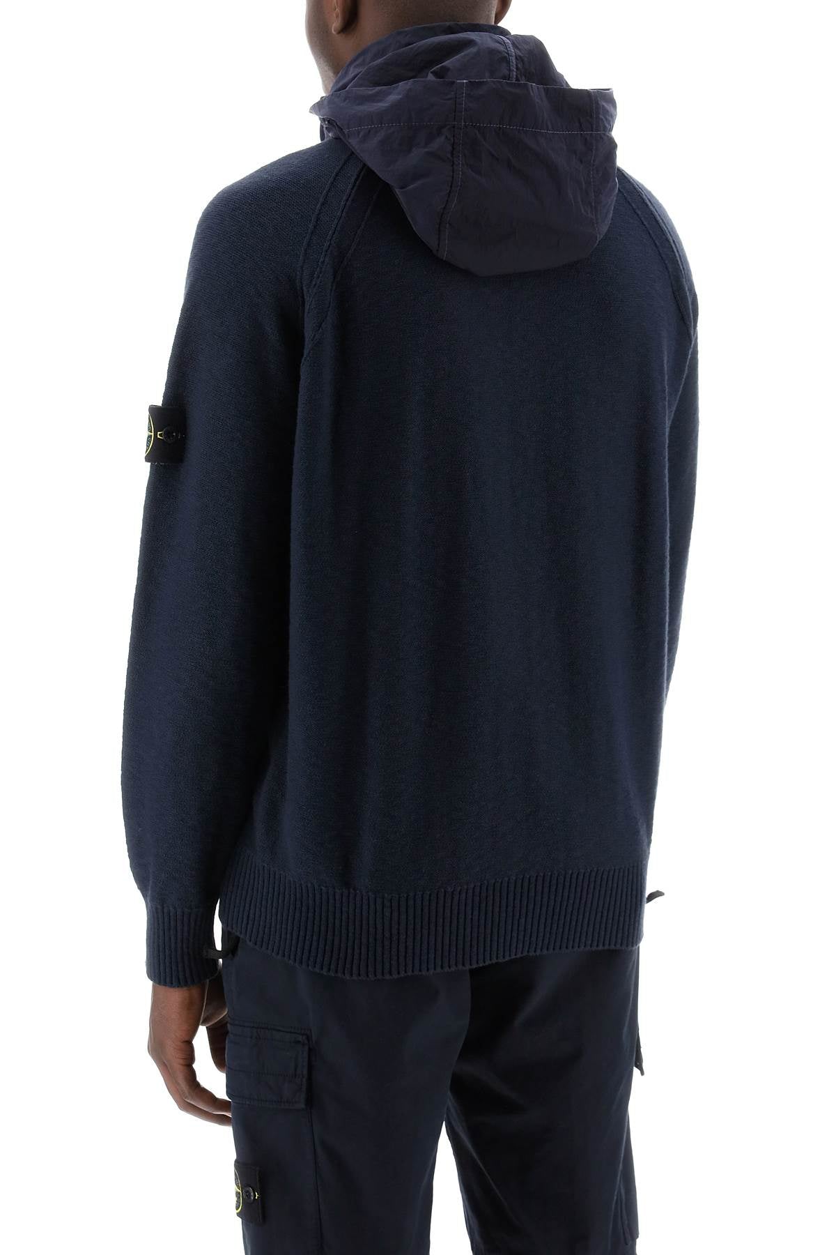 Zip-up Cardigan With Detachable Hood  - Blue