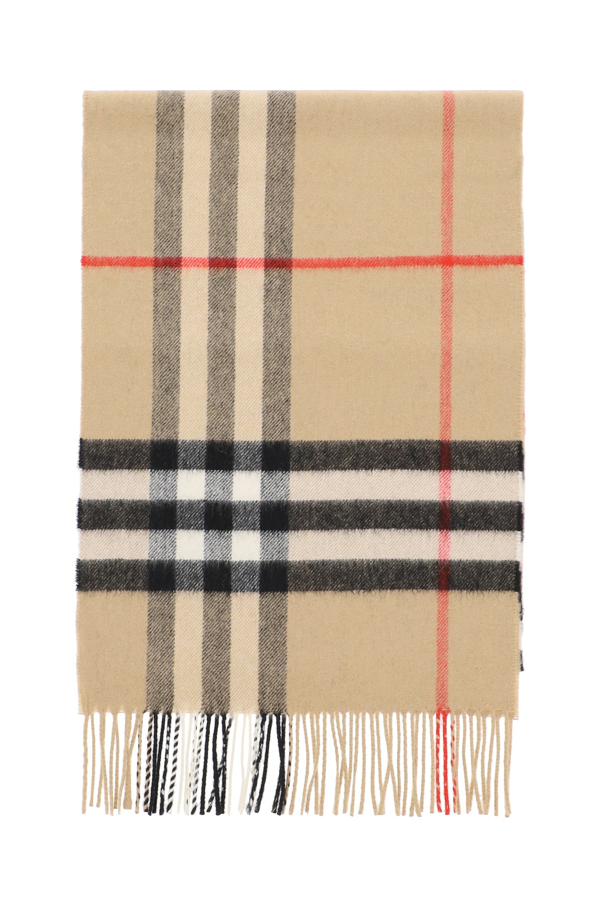 Cashmere Giant Check Scarf  - Beige