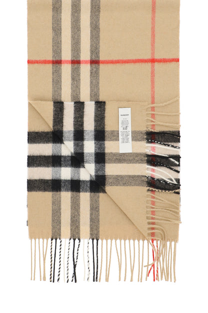 Cashmere Giant Check Scarf  - Beige