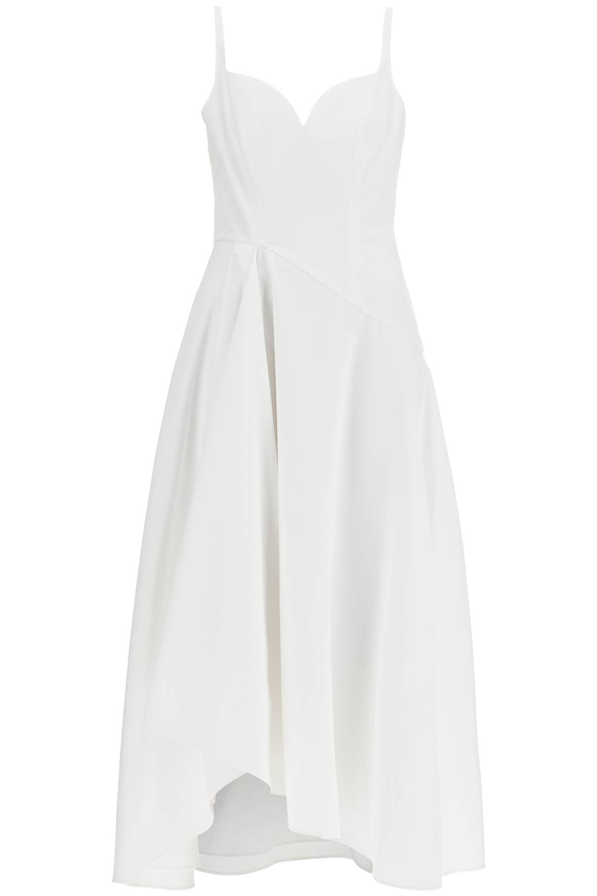 Midi Dress With Sweetheart Neckline  - White