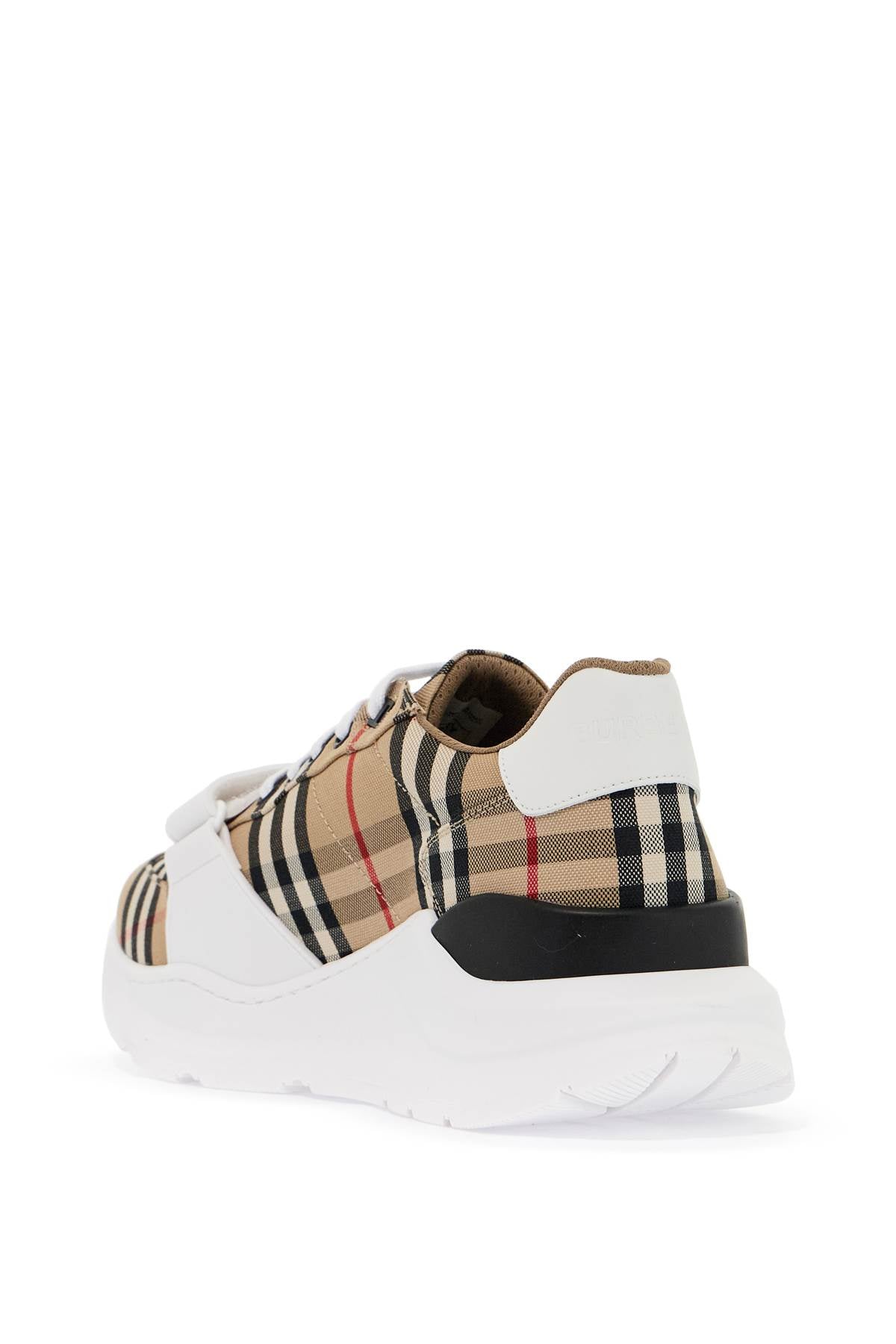 Check Fabric Sneakers  - Beige