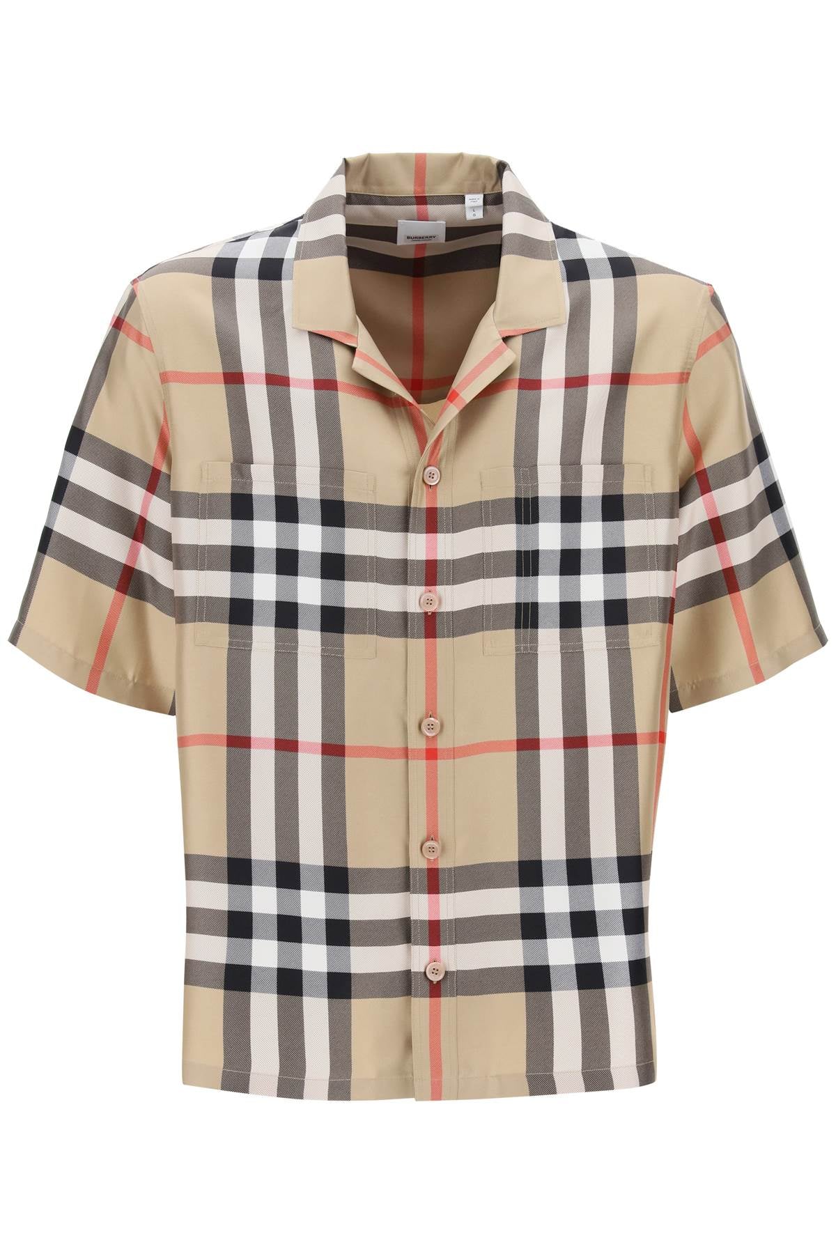 Bowling Shirt In Tartan Silk  - Beige