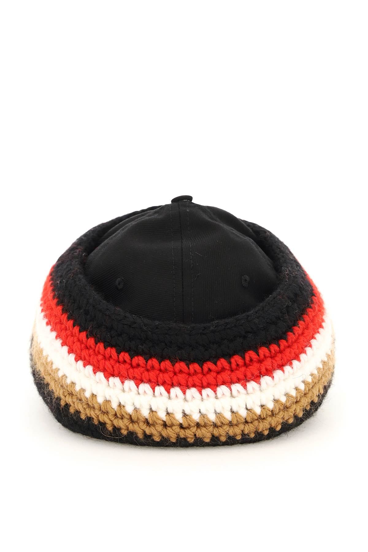 Baseball Cap With Knit Headband  - Black