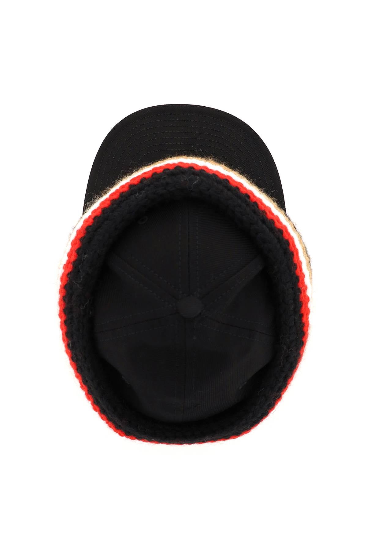 Baseball Cap With Knit Headband  - Black