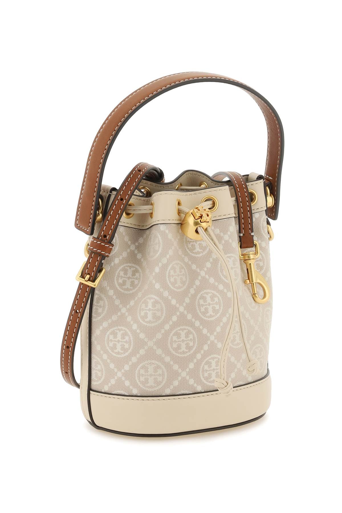 T Monogram Bucket Bag  - Beige