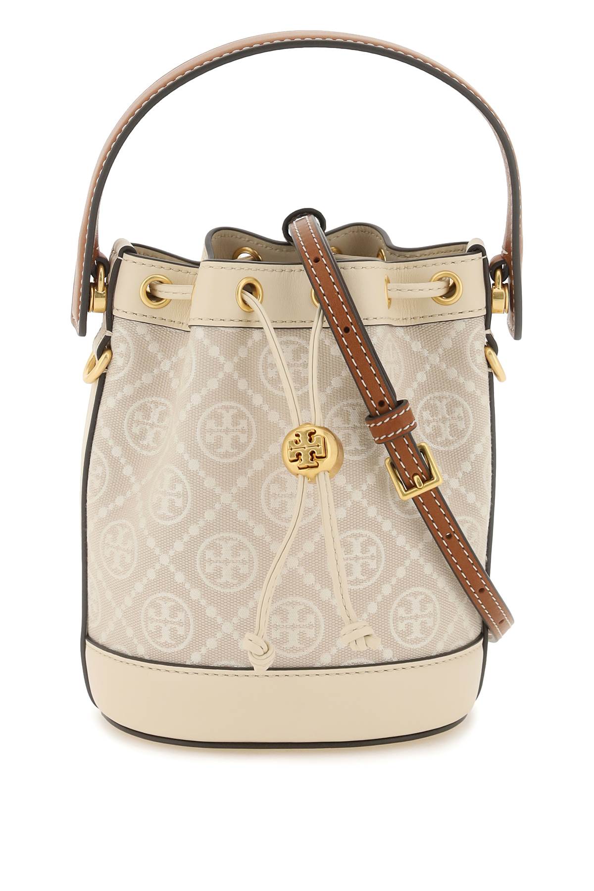 T Monogram Bucket Bag  - Beige