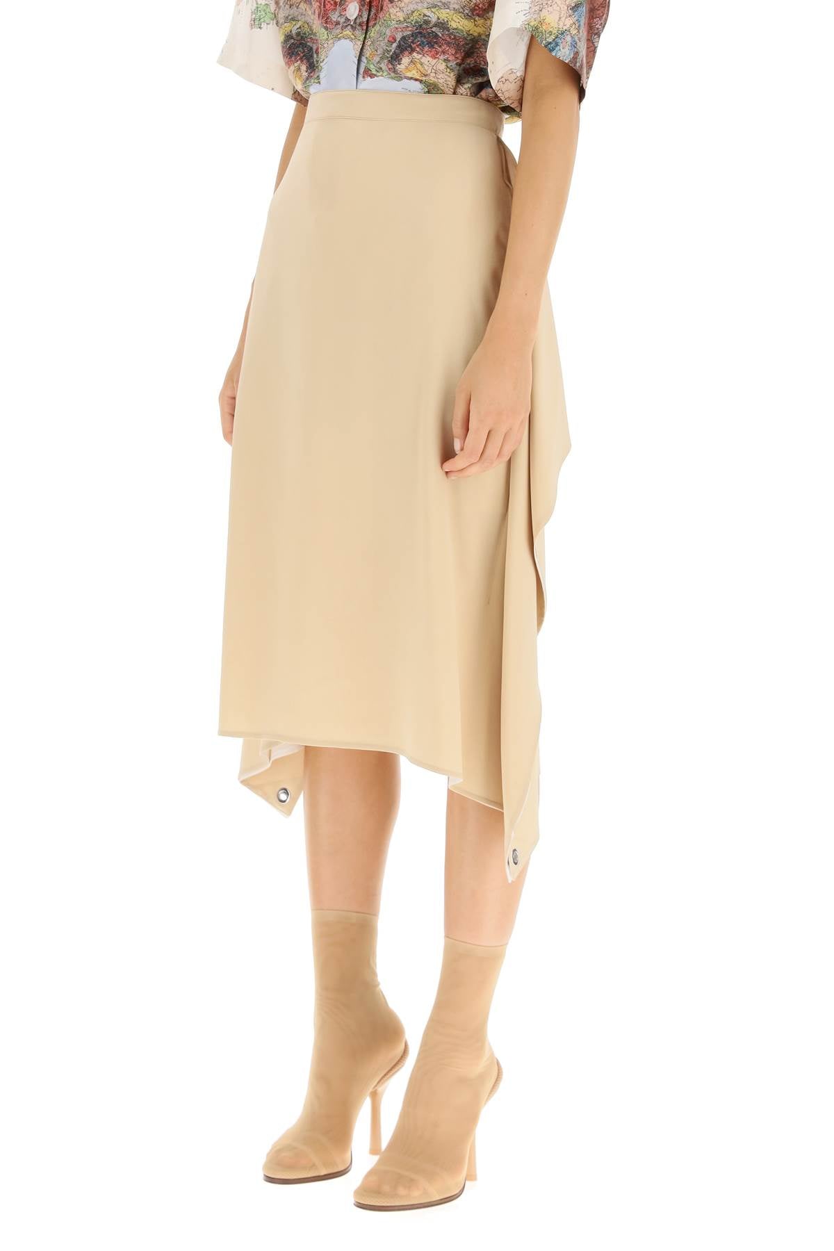 'thea' Silk Midi Skirt  - Beige