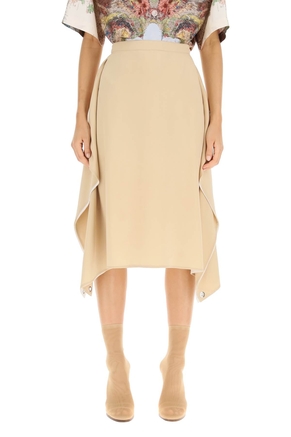 'thea' Silk Midi Skirt  - Beige