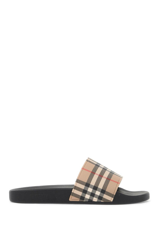 Tartan Rubber Slides  - Beige