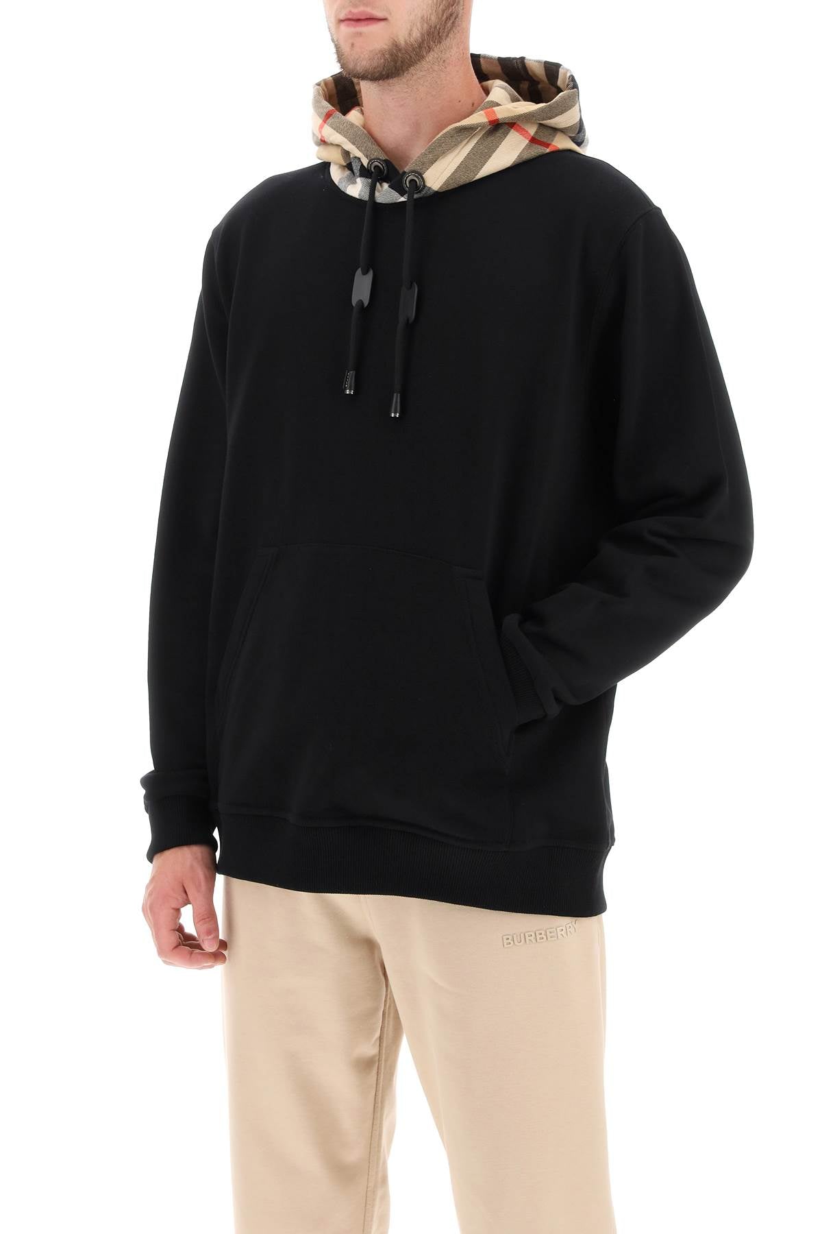 Samuel Sweatshirt With Check Hood  - Black