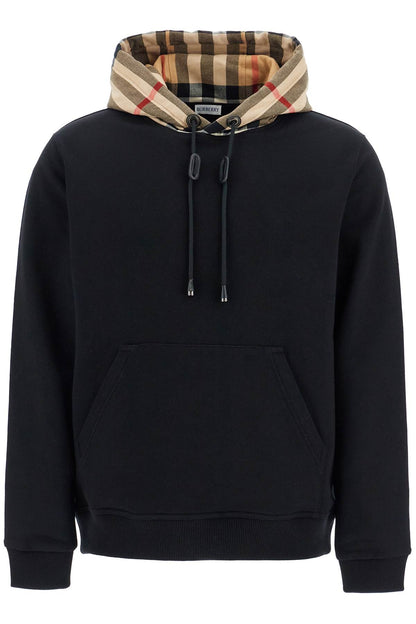 Samuel Sweatshirt With Check Hood  - Black