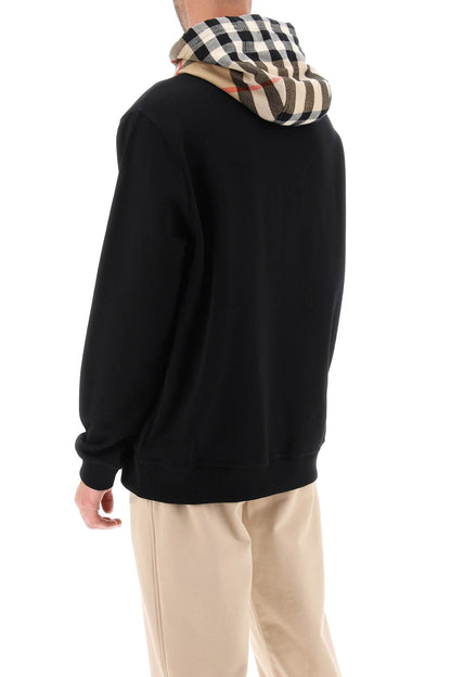 Samuel Sweatshirt With Check Hood  - Black