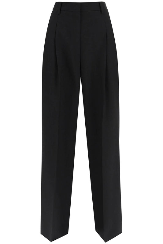 Wool Pants With Darts  - Black