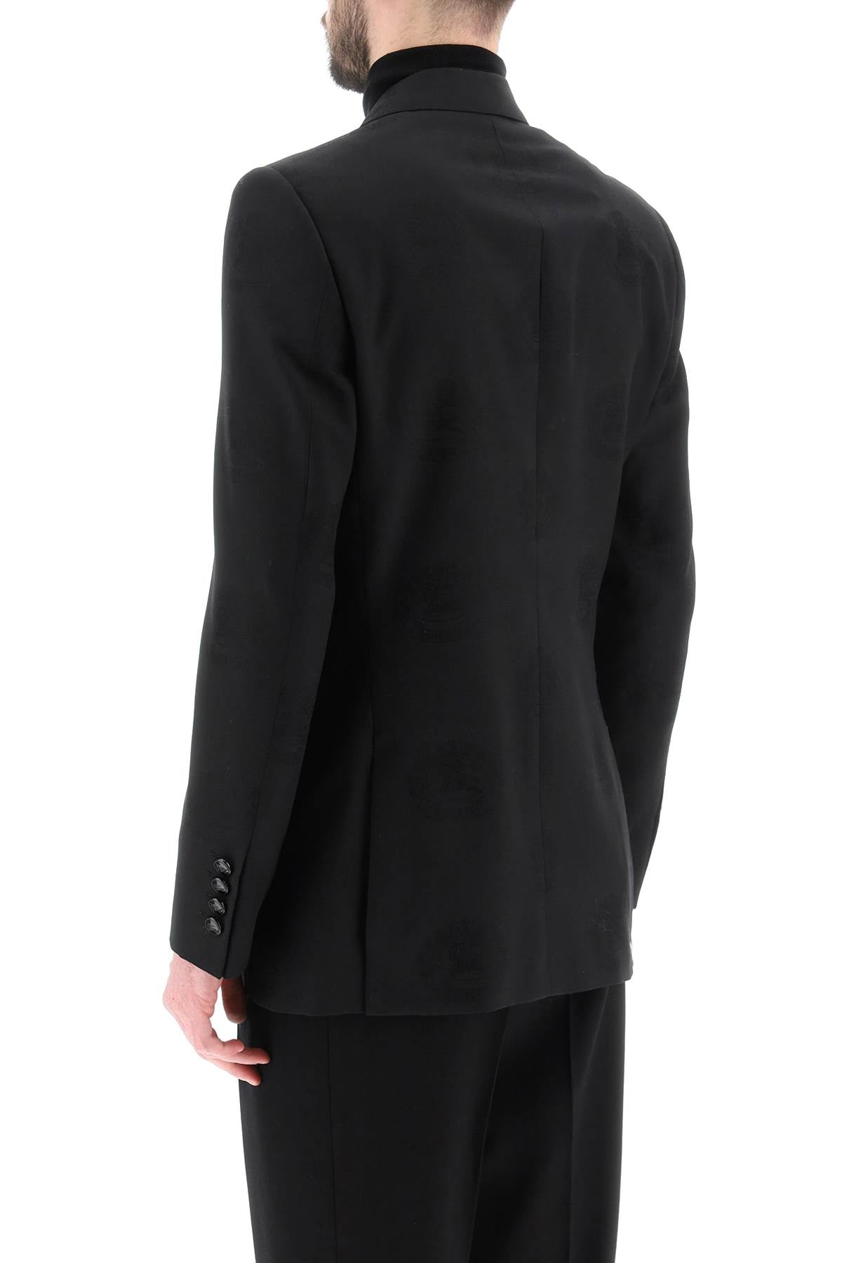 Tuxedo Jacket With Jacquard Details  - Black