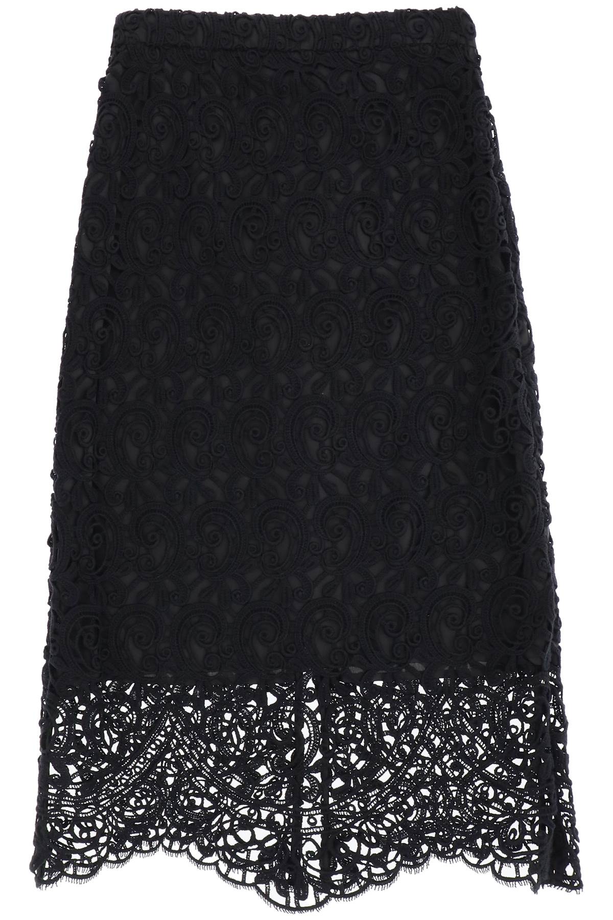 Macrame Lace Pencil Skirt  - Black