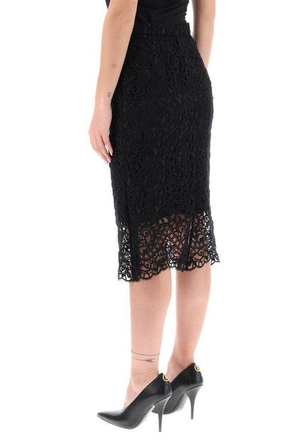 Macrame Lace Pencil Skirt  - Black