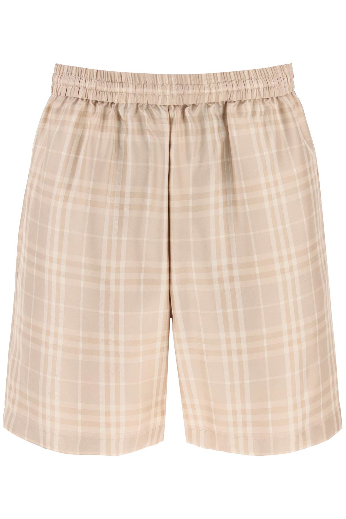 Tartan Silk Shorts  - Beige