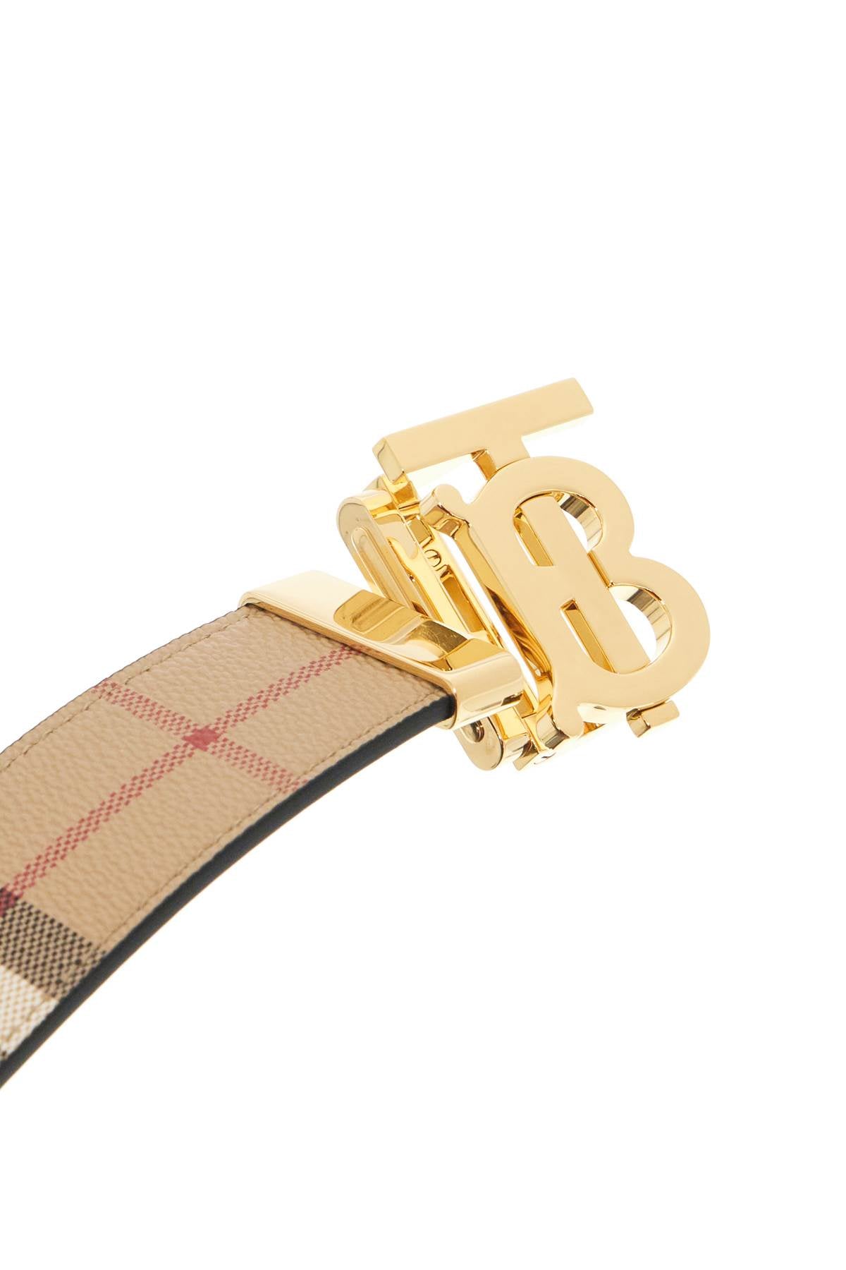 Reversible Tb Check Belt  - Beige