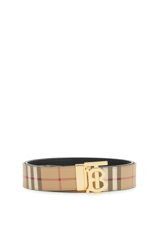 Reversible Tb Check Belt  - Beige