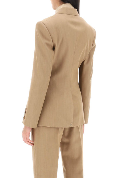 Claudete Double-breasted Jacket  - Beige