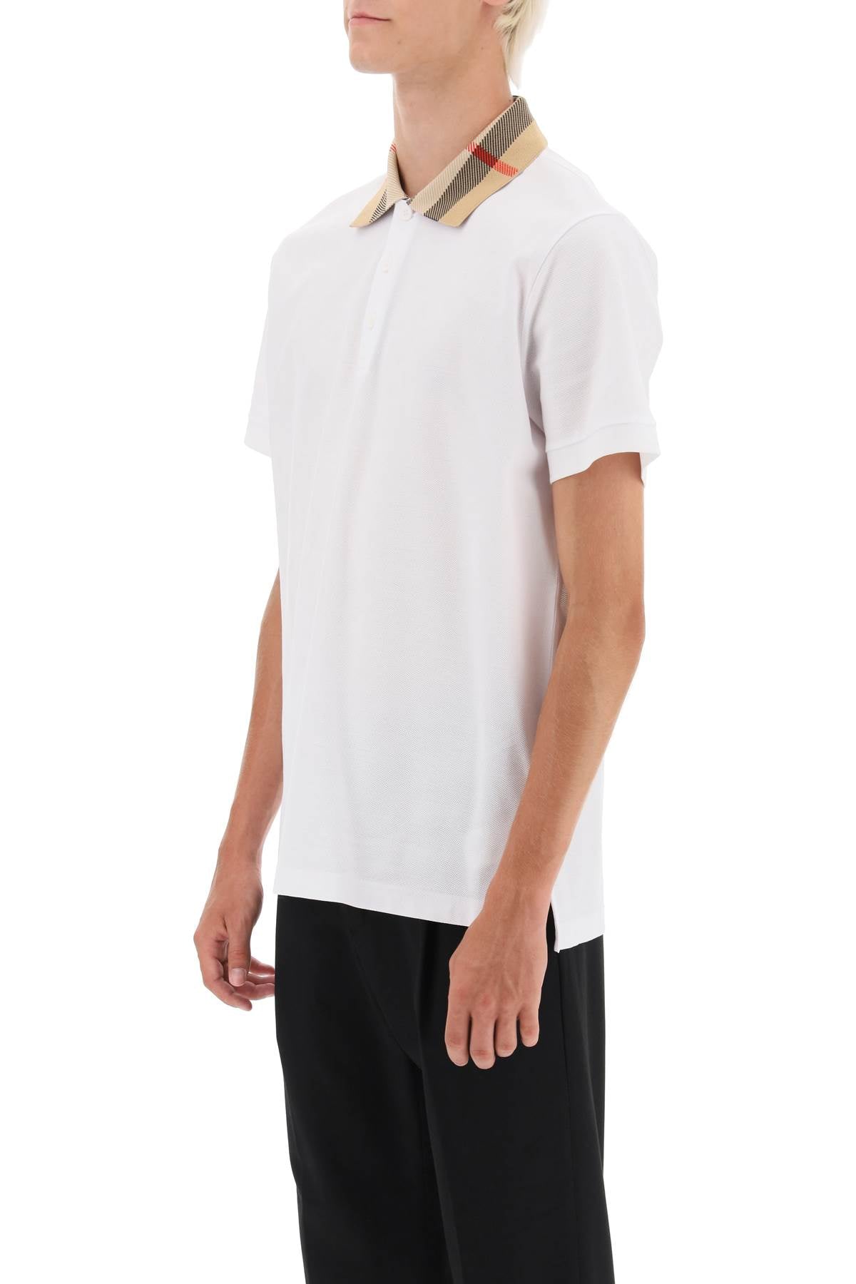 Check Collar Cody Polo Shirt  - White