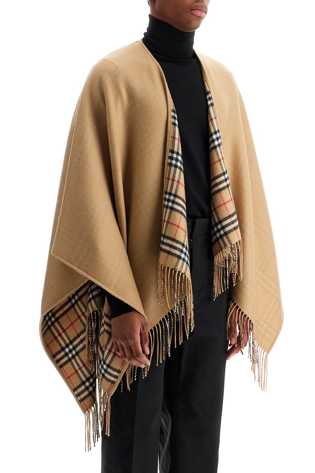 Beige Virgin Wool Classic Check Scarf  - Beige