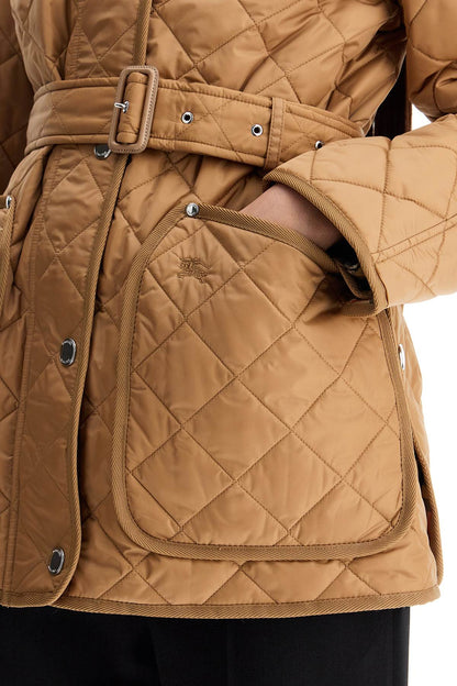 Quilted Jacket With Belt Pen  - Beige